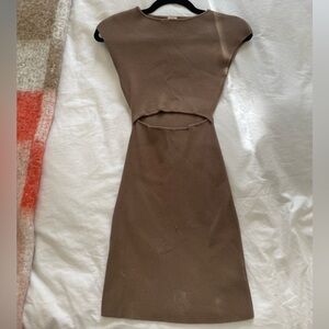 Wilfred Tan Cut Out Knit Dress